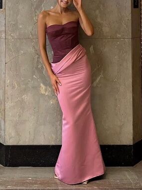 Nafsika Skourti Two-Tone Undressed Gown in Wine